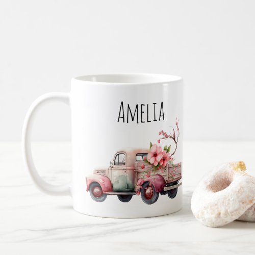 Pink Vintage Farmers Truck Coffee Mug