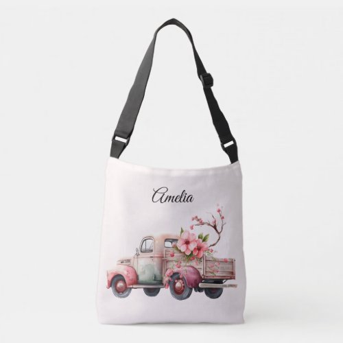 Pink Vintage Farmers Truck Crossbody Bag