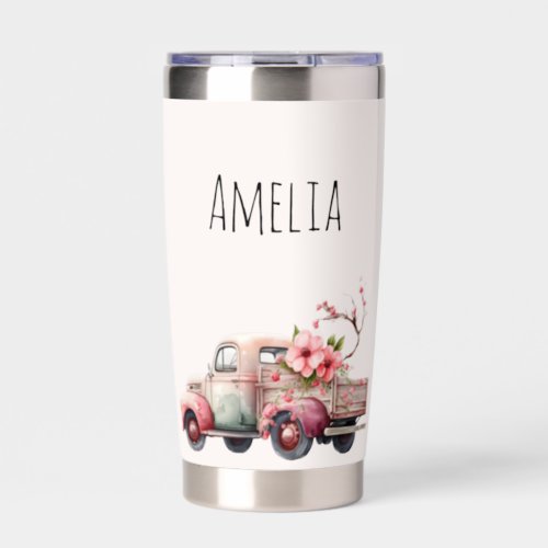 Pink Vintage Farmers Truck Insulated Tumbler