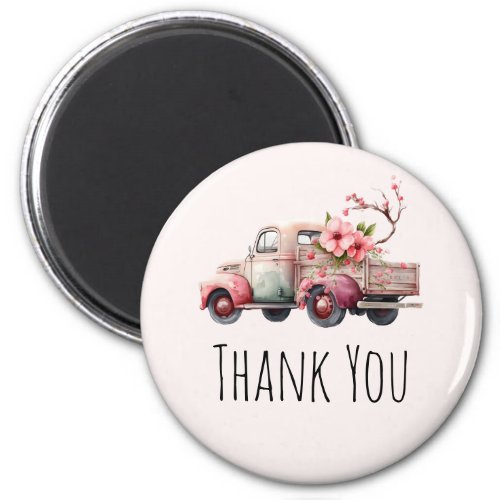 Pink Vintage Farmers Truck Magnet
