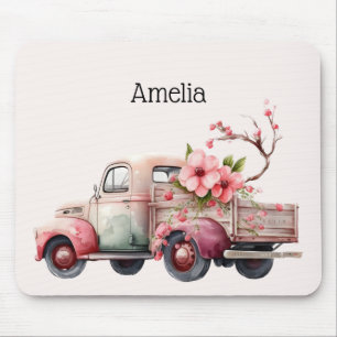 Pink Vintage Farmer's Truck Mouse Pad