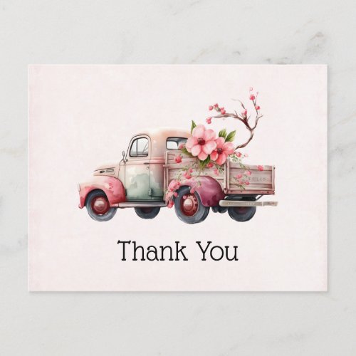 Pink Vintage Farmers Truck Postcard