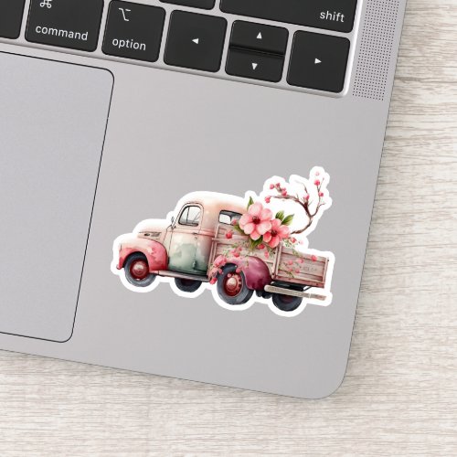 Pink Vintage Farmers Truck Sticker