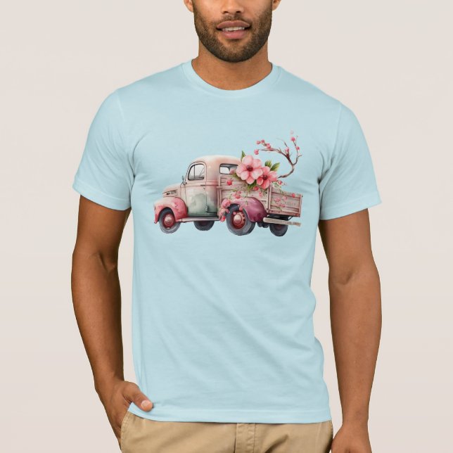 Pink Vintage Farmer's Truck T-Shirt (Front)