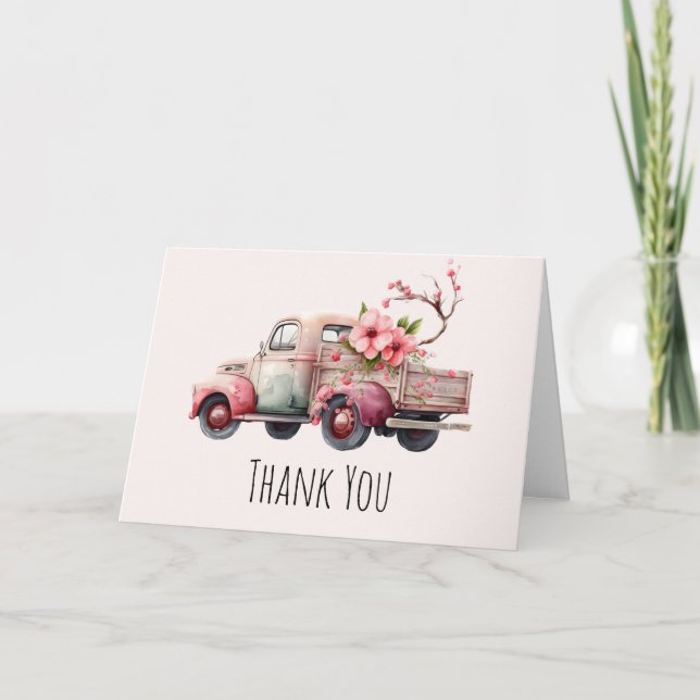 Pink Vintage Farmer's Truck Thank You (Front)