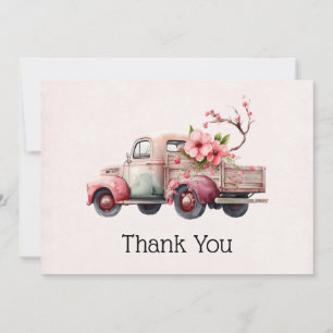 Pink Vintage Farmer's Truck Thank You Card