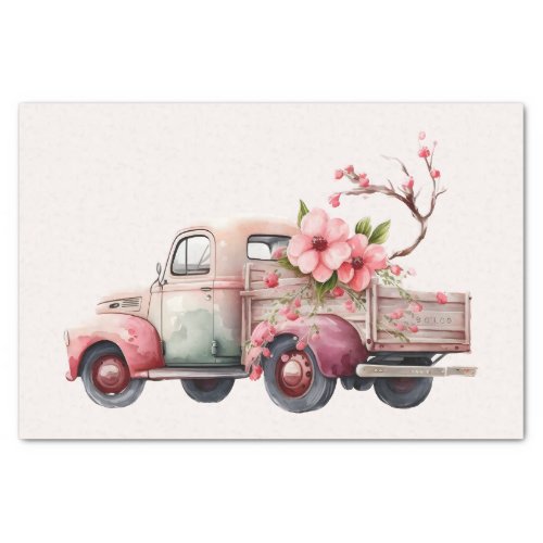 Pink Vintage Farmers Truck Tissue Paper