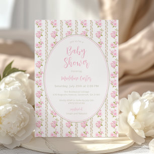 Pink Vintage Floral Baby Shower Invitation