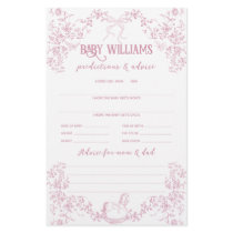Pink Vintage Floral Bow Baby Girl Prediction Game