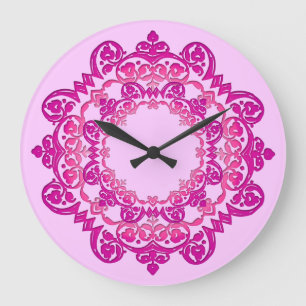 Pink Vintage Floral Medallion Wall Clock