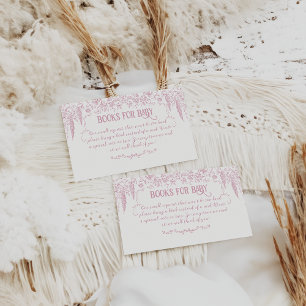 Pink Vintage Floral Nurse Baby Shower books Enclosure Card