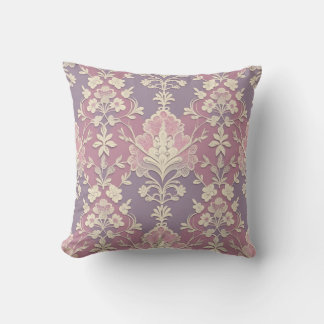 Pink vintage floral pattern throw pillow