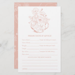 Pink Vintage Floral Predictions Baby Shower Game