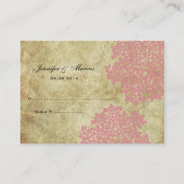 Pink Vintage Floral Seating Card (Front)