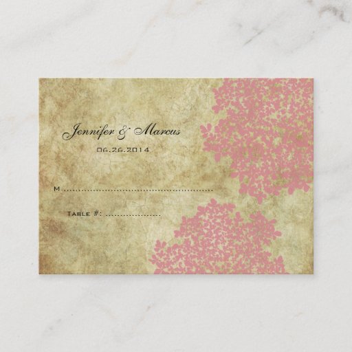 Customizable Pink Vintage Floral Seating Card Business Card