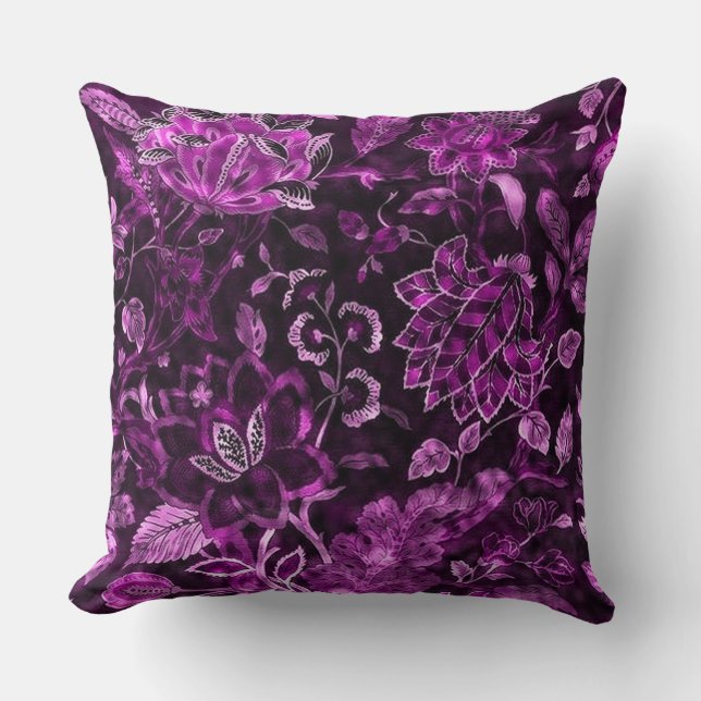 Pink Vintage Floral Shimmer Throw Pillow (Front)