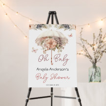 Pink Vintage Floral Umbrella Girl Baby Shower