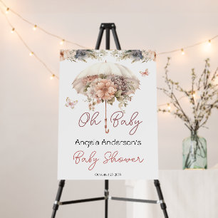 Pink Vintage Floral Umbrella Girl Baby Shower Foam Board