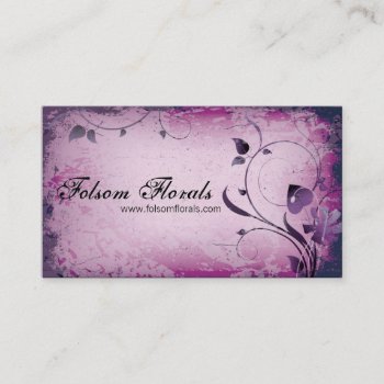 Pink Vintage Florist Leafy Swirl Business Card by OLPamPam at Zazzle