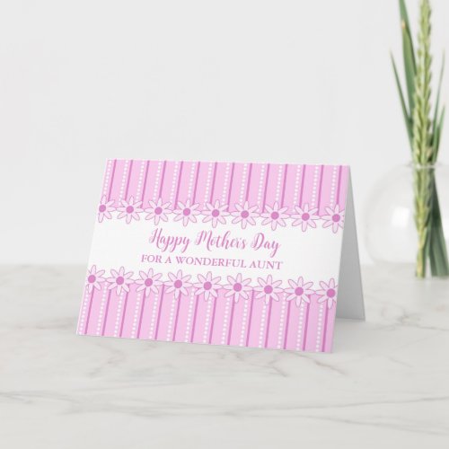 Pink Vintage Flower Aunt Happy Mothers Day Card