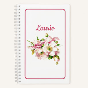 Pink Vintage Flower Bouquet Name Notebook