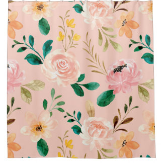 Pink Vintage Flower design shower curtain