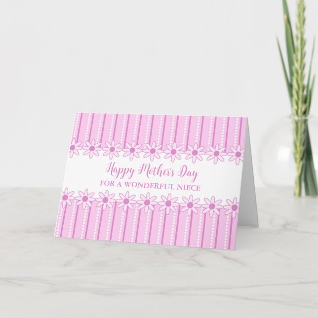 Pink Vintage Flower Niece Happy Mother's Day Card (Front)