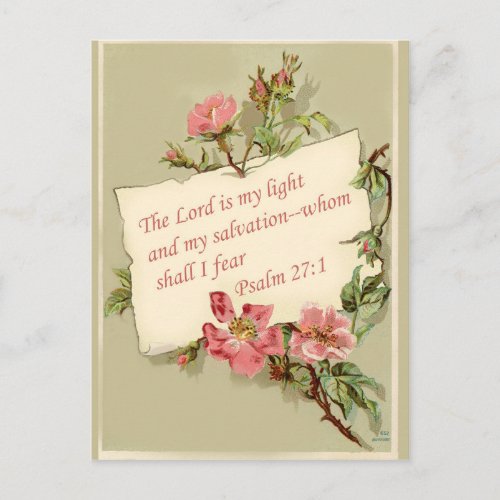 Pink Vintage Flowers Bible Verse Postcard