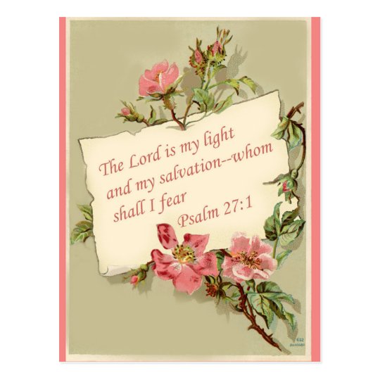 Pink Vintage Flowers Bible Verse Postcard