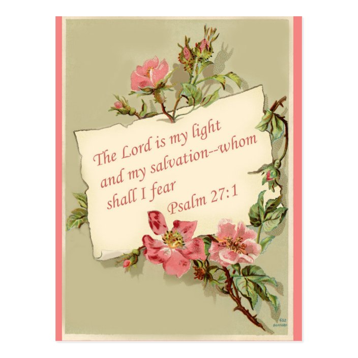 Pink Vintage Flowers Bible Verse Postcard Zazzle Com