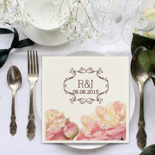 pink vintage flowers chandelier spring wedding napkins