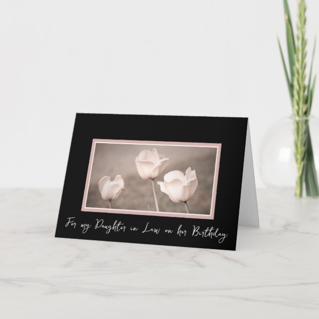 Pink Vintage Flowers Daughter in Law Birthday Card (Front)