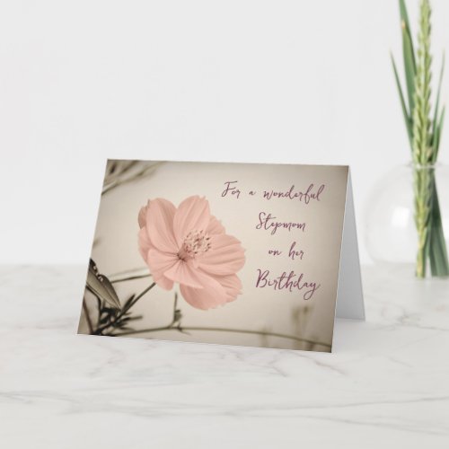 Pink Vintage Flowers Stepmom Birthday Card