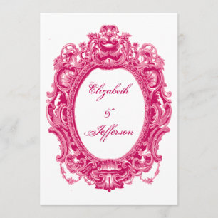 Pink Vintage Frame Wedding Invitations