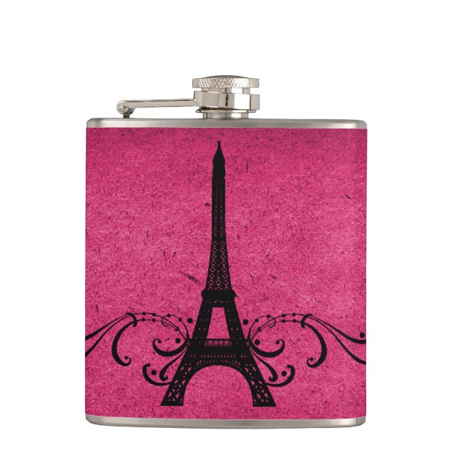 Pink Vintage French Flourish Flask (Front)