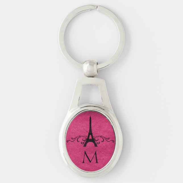 Pink Vintage French Flourish Keychain (Front)