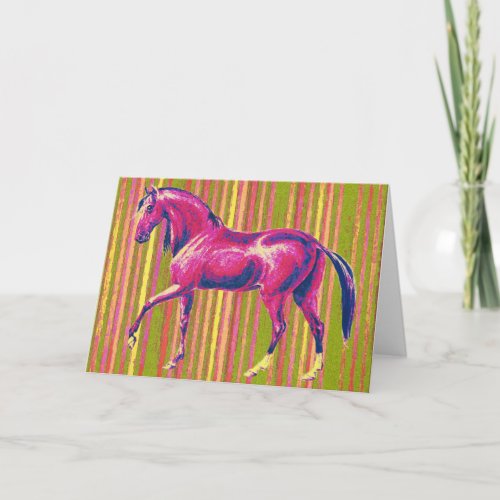 Pink Vintage Horse Art Note Card