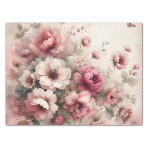 Pink Vintage Inspired Floral Tissue Paper 