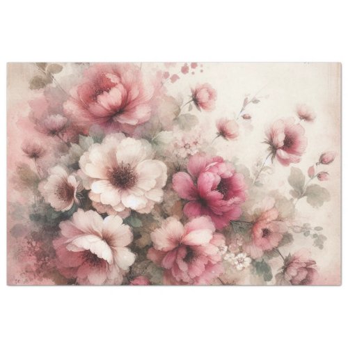 Pink Vintage Inspired Floral Tissue Paper 