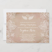 Pink Vintage Lace Religious Invitation (Front)