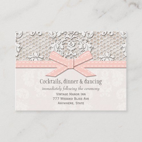 PInk Vintage Lace Wedding Reception Enclosure Card Business Cards