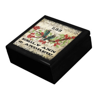 Pink Vintage Love Birds Cherry Blossom Jewelry Box