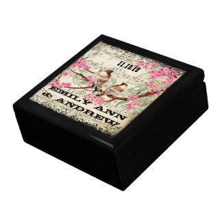Pink Vintage Love Birds Cherry Blossom Jewelry Box