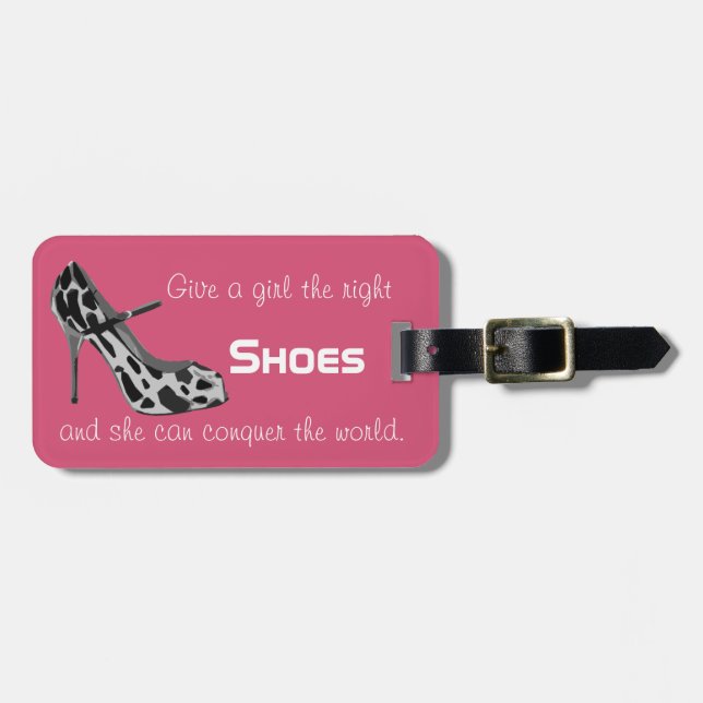 Pink Vintage Luggage Tag (Front Horizontal)