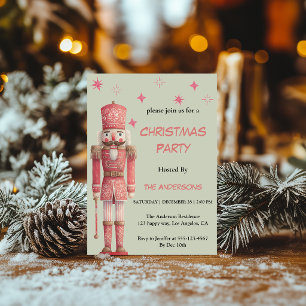 Pink Vintage Nutcracker Christmas Party Invitation