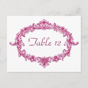 Pink Vintage Oval Wedding Reception Table Number