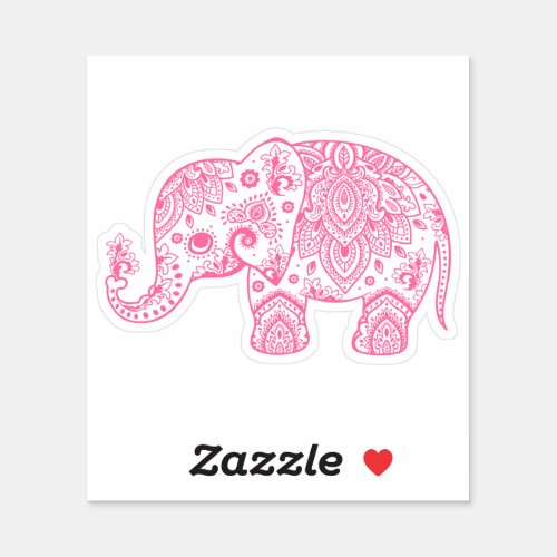 Pink vintage paisley elephant sticker