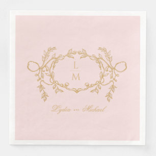 Pink Vintage Paris Glam Monogram Paper Dinner Napkins