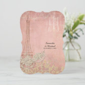 Pink Vintage Paris Parisian Stylish Bridal Shower Invitation (Standing Front)
