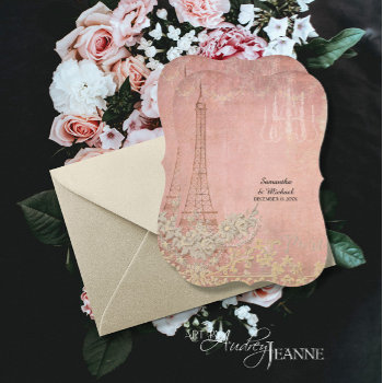 Pink Vintage Paris Parisian Stylish Bridal Shower Invitation by VintageWeddings at Zazzle